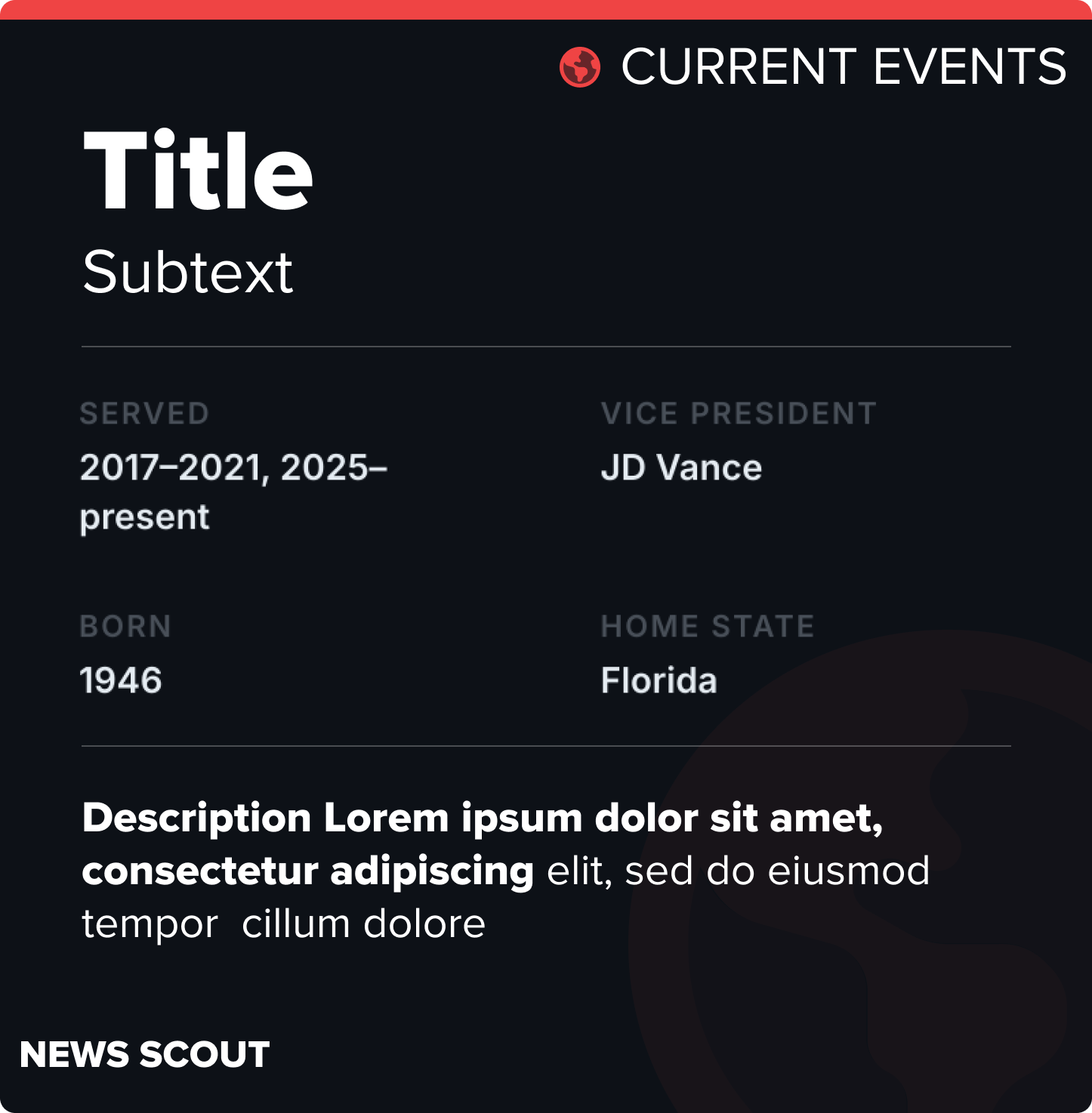 Current Events scout card