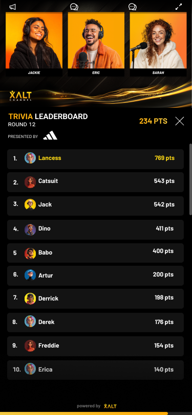 Leaderboard with hosts