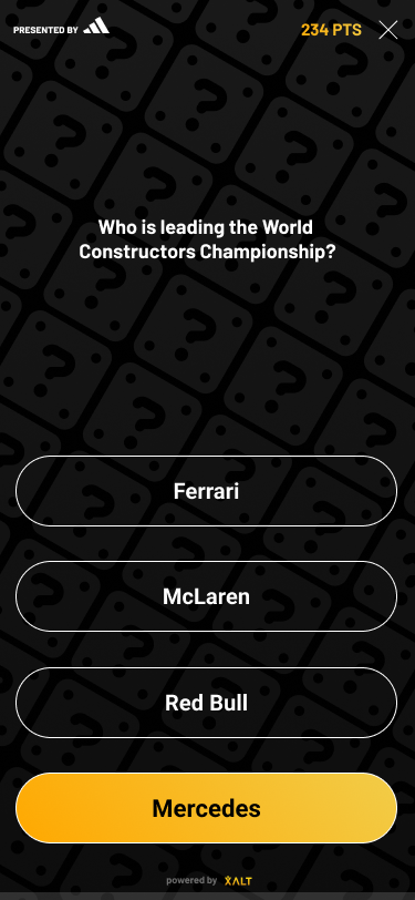 Selected trivia answer