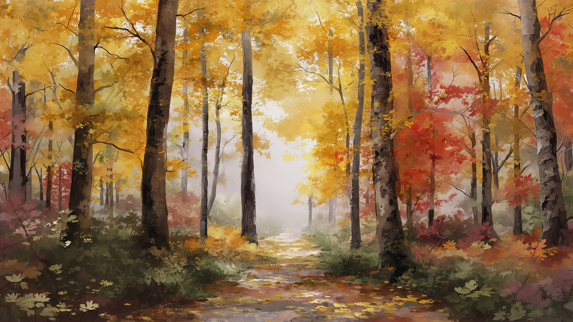 Autumn forest watercolor