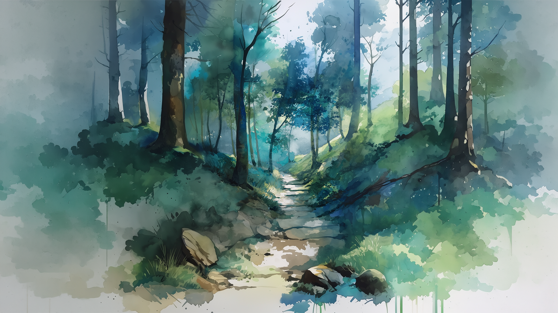 Summer forest watercolor