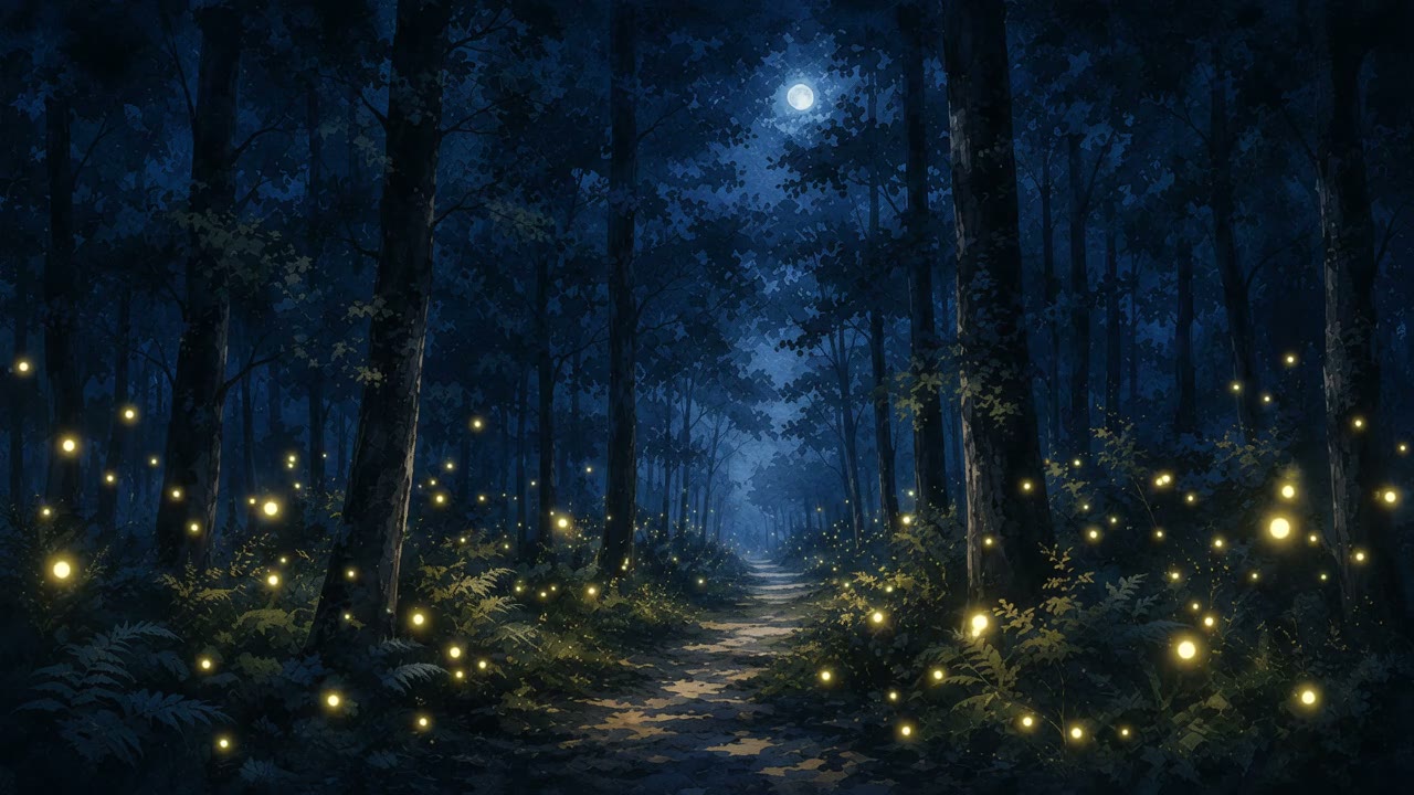 The Dark Forest theme background — the same woods at night